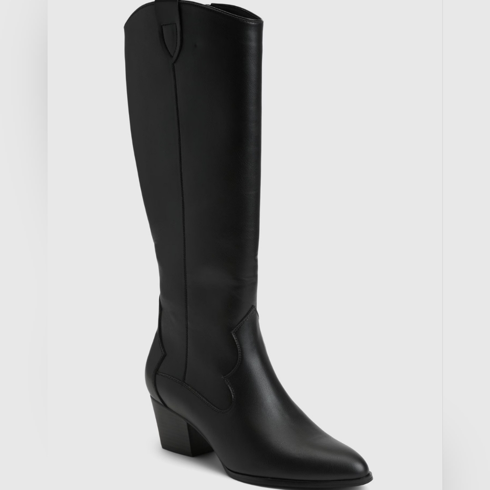 GAP Women Tall Western Boot, True Black, Size 8